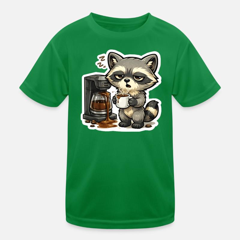 Raton laveur à café – raton laveur fatigué avec machine à café T-shirt sport Enfant