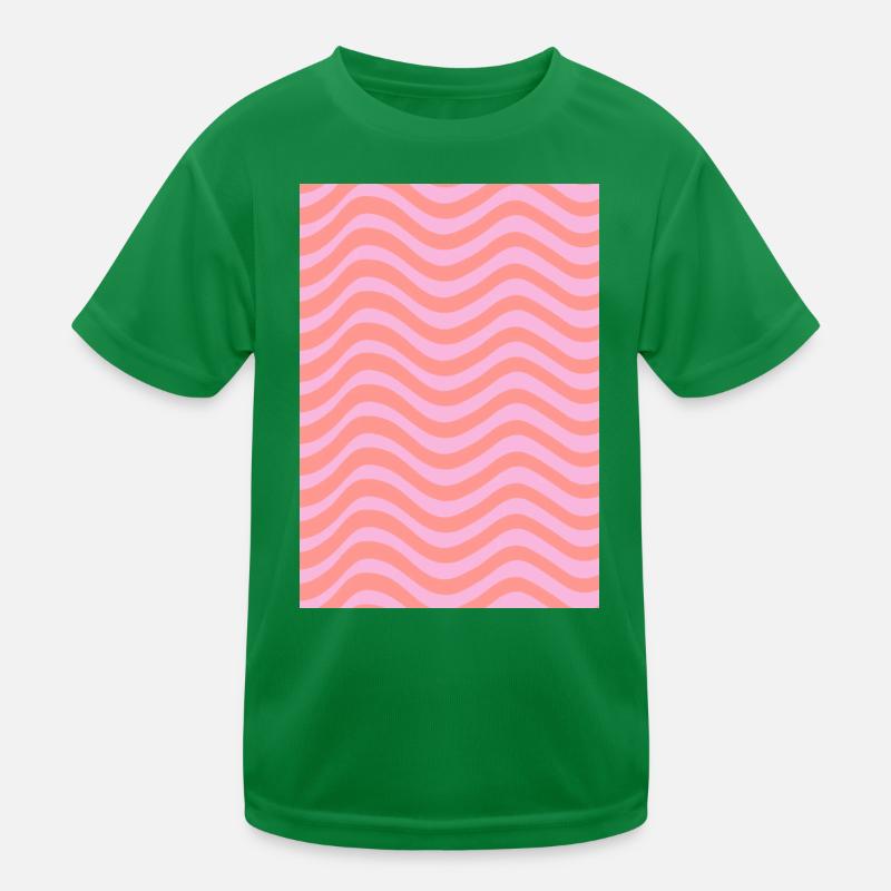 Stripe Wave Pattern - Pink Customizable Kids Functional T-Shirt