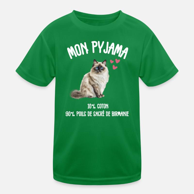 Pyjama Chat Sacré de Birmanie Drôle T-shirt sport Enfant