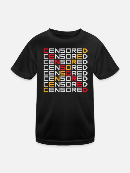 Censored Funny Statement Freedom Logo - Kids Functional T-Shirt - black - Front