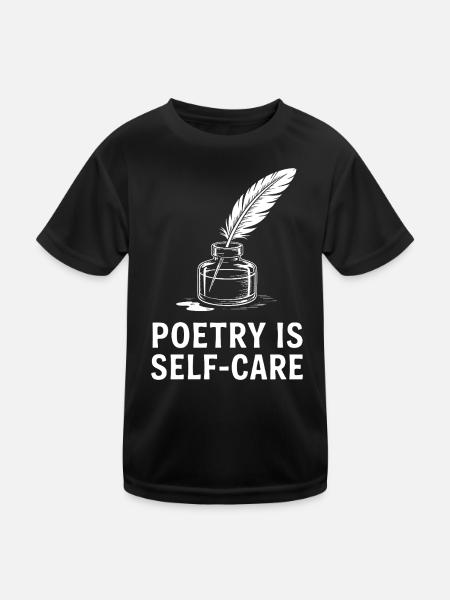 Poesie als Selbstfürsorge - Kinder Funktions-T-Shirt - Schwarz - Vorne
