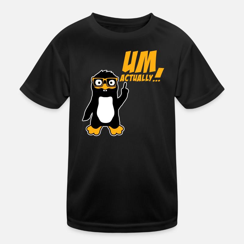 Pinguin Um Actually Lustig Nerd Klugscheißer Logo Kinder Funktions-T-Shirt