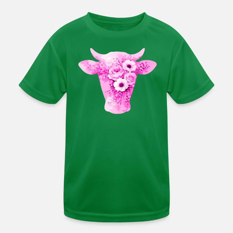 Kuh Silhouette Blumen Kinder Funktions-T-Shirt