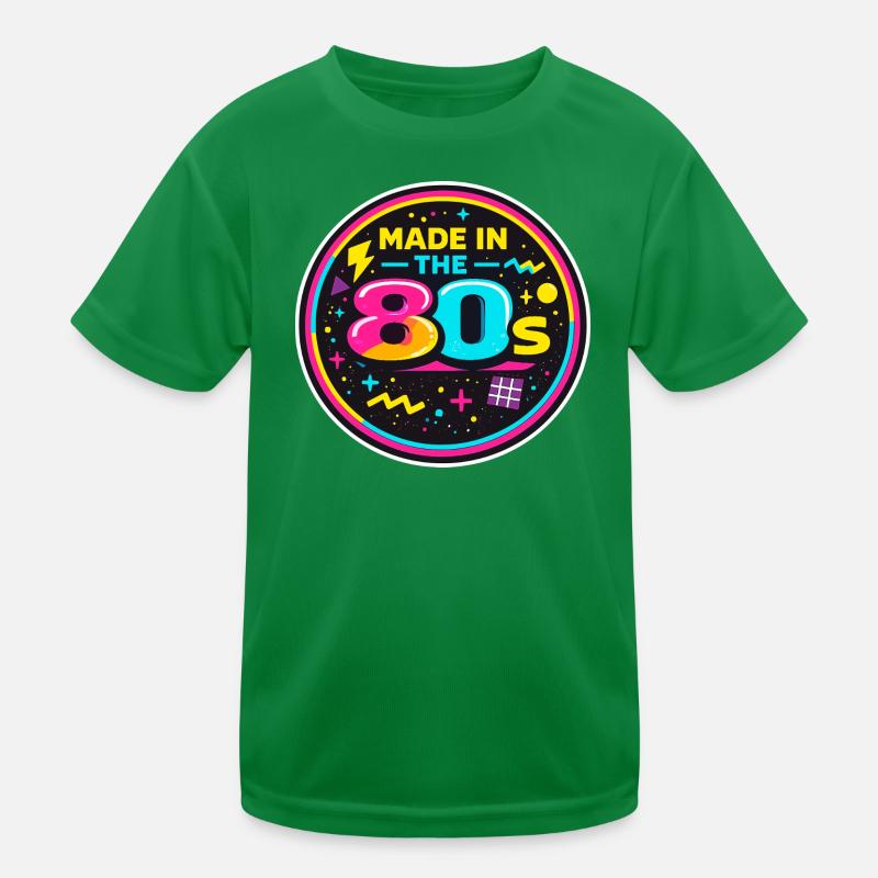 80er Neon Nostalgie Sticker Kinder Funktions-T-Shirt
