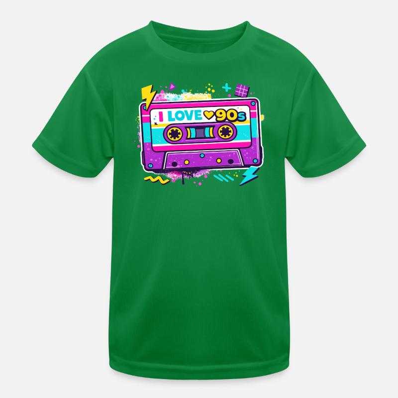 I Love 90s Cassette Graphic Kids Functional T-Shirt