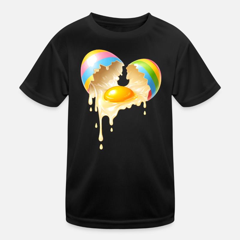 Aufgebrochenes Osterei mit fließendem Eigelb  Kinder Funktions-T-Shirt