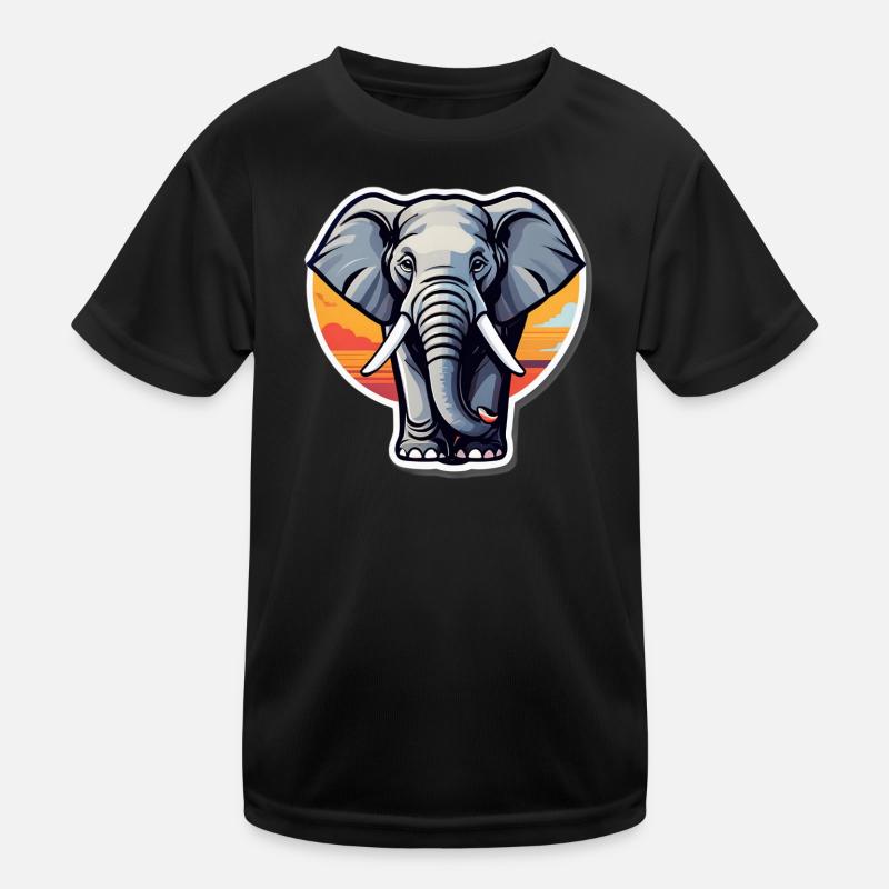 Elephant Sunset Decal Kids Functional T-Shirt