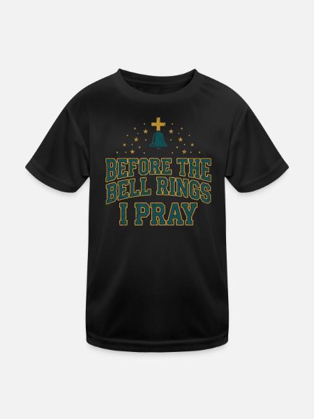 Before the Bell Rings I Pray Christlicher Lehrer - Kinder Funktions-T-Shirt - Schwarz - Vorne