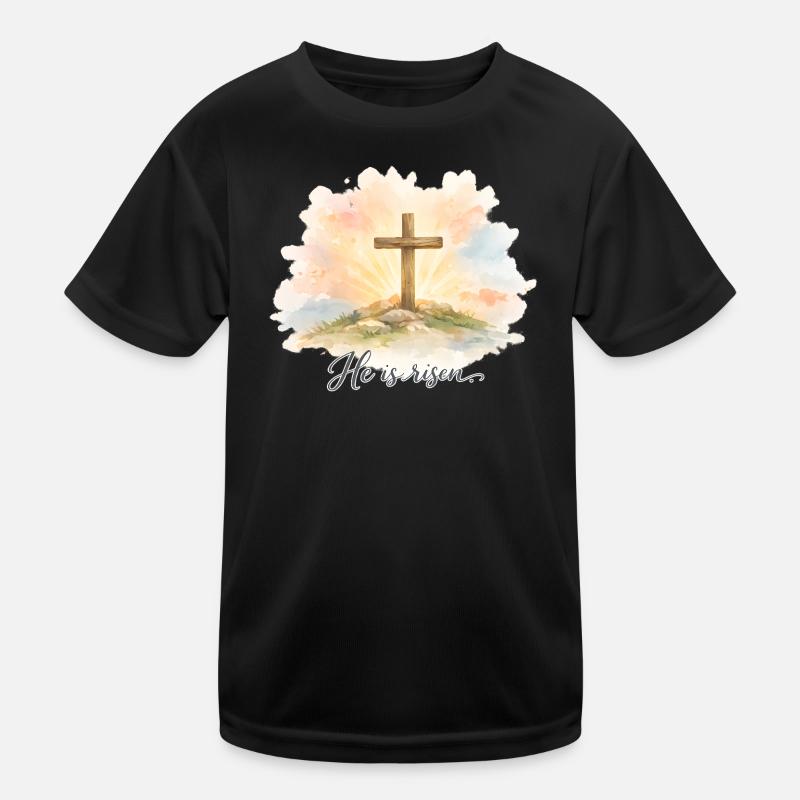 Resurrection He is Risen Easter Jesus Kids Functional T-Shirt