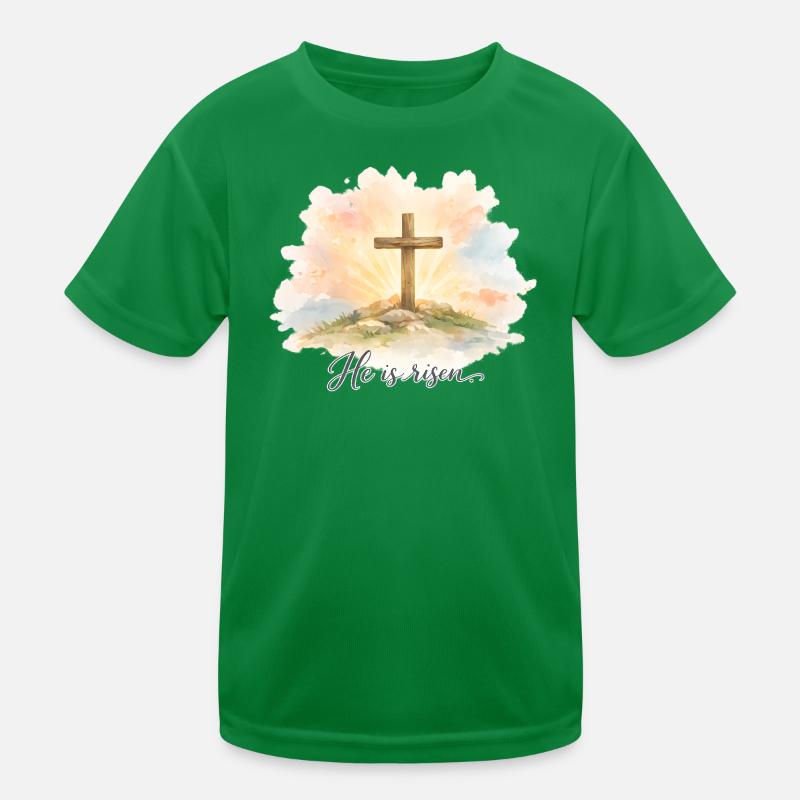 Resurrection He is Risen Easter Jesus Kids Functional T-Shirt