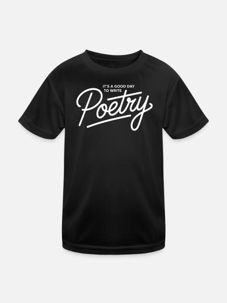 Poetry Script on Black Tee - Kids Functional T-Shirt - black - Front