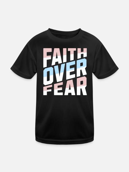Faith Over Fear Pastell Christlich Inspirierend - Kinder Funktions-T-Shirt - Schwarz - Vorne