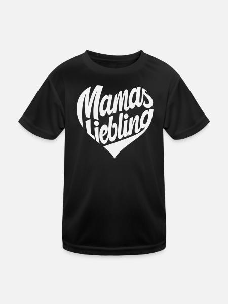 Mamas Liebling Herzdesign - Kinder Funktions-T-Shirt - Schwarz - Vorne