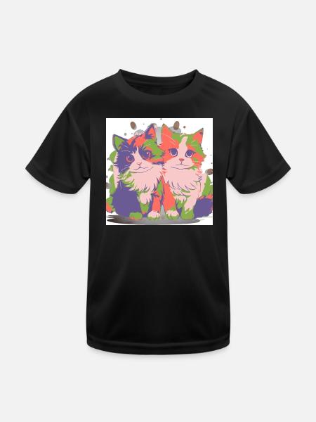 Pop Color Duo-Kätzchen - Kinder Funktions-T-Shirt - Schwarz