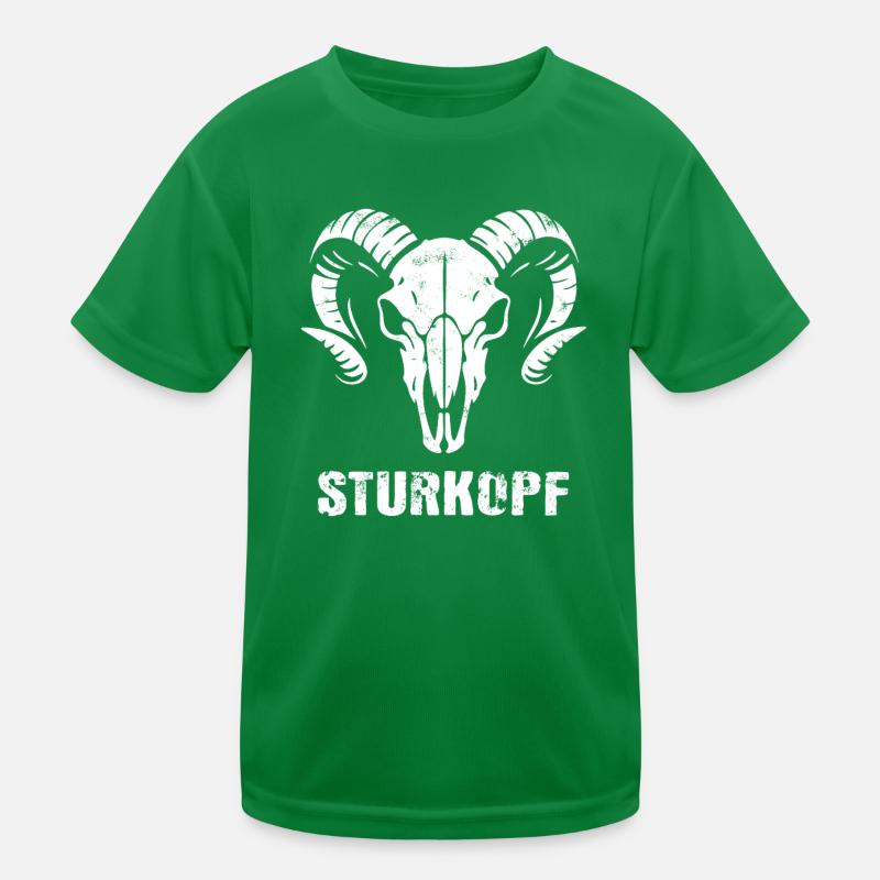 Sturkopf | Widderkopf Schädel mit Hörnern Kinder Funktions-T-Shirt
