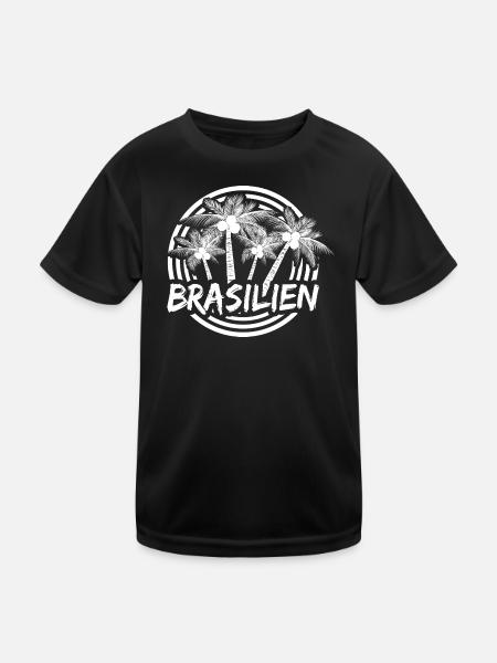 Ferien Brasilien - Kinder Funktions-T-Shirt - Schwarz - Vorne