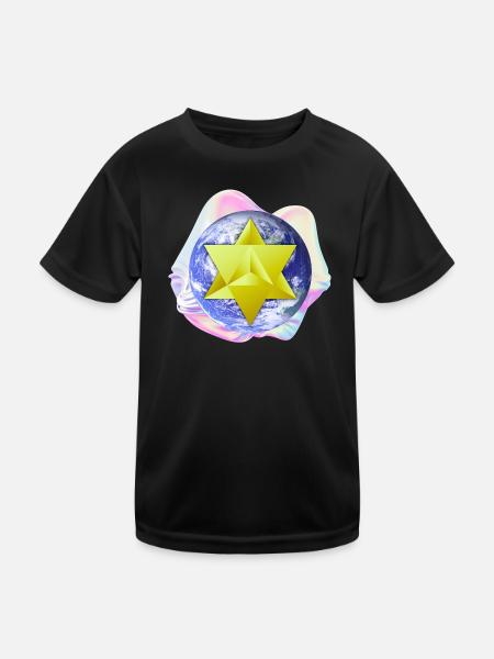 Surreal Merkaba Earth - Kids Functional T-Shirt - black - Front