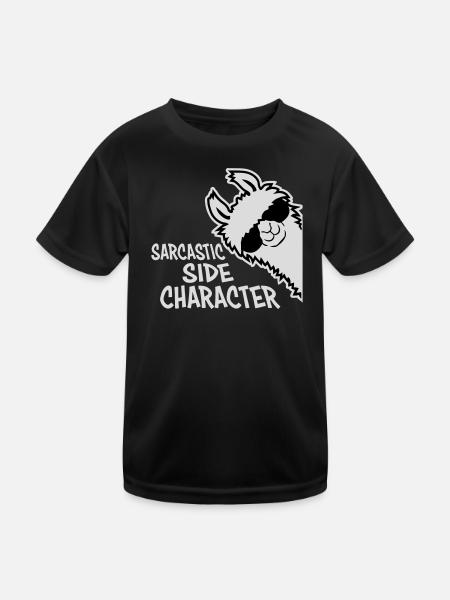 Lama Alpaka Sarcastic Side Character Sarkastisch - Kinder Funktions-T-Shirt - Schwarz - Vorne
