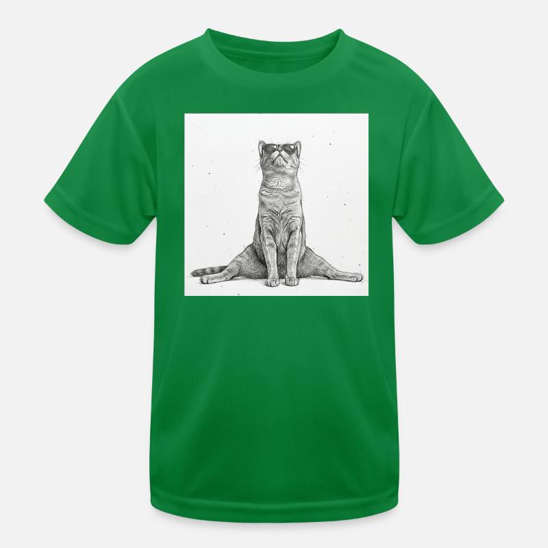 Cool Cat Yoga Splits Kids Functional T-Shirt