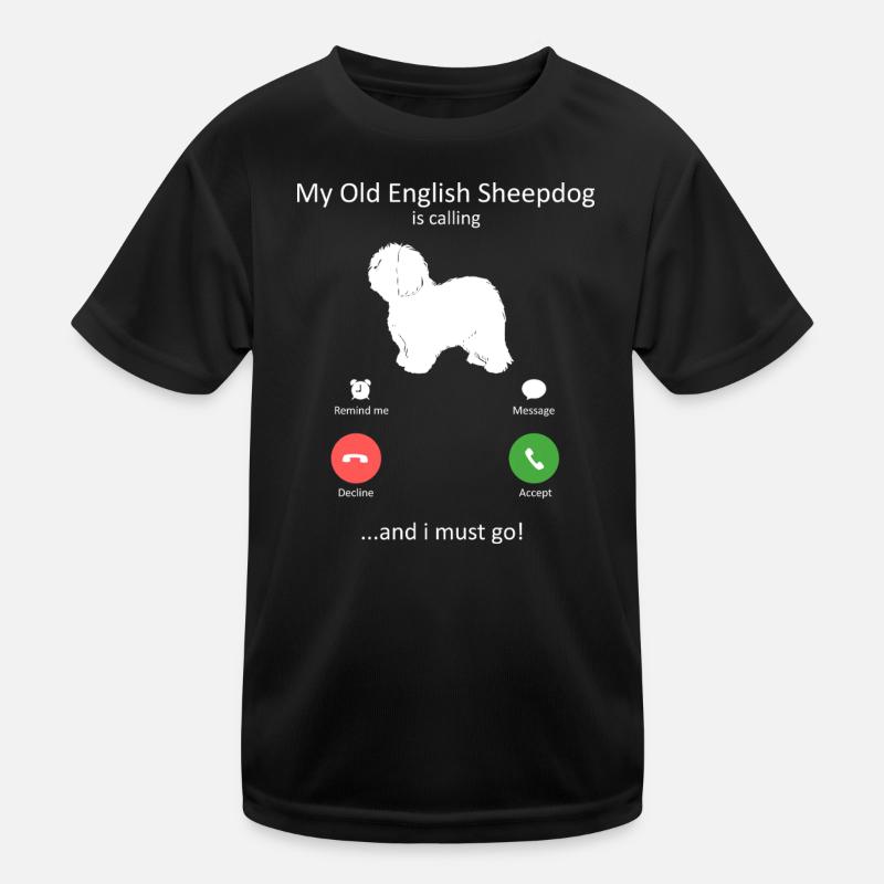 Altenglischer Schäferhund ruft Telefonbildschirm Kinder Funktions-T-Shirt