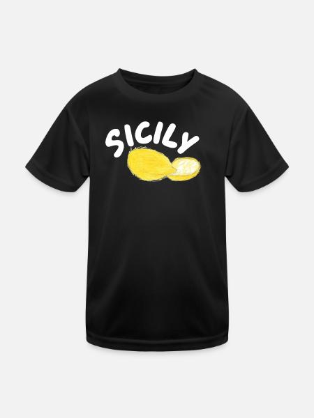 Sicily Lemons Illustration - Sicily - Kids Functional T-Shirt - black - Front