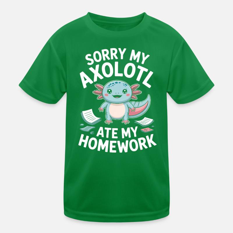 Cute Axolotl Homework Mishap Kids Functional T-Shirt