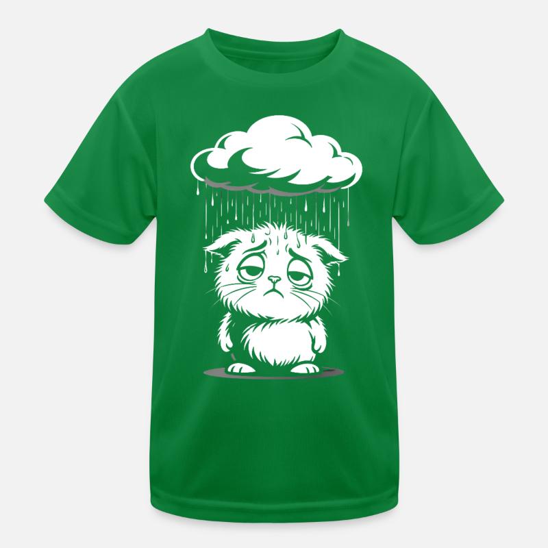 Traurige Katze - Retro Comic Kätzchen Kinder Funktions-T-Shirt