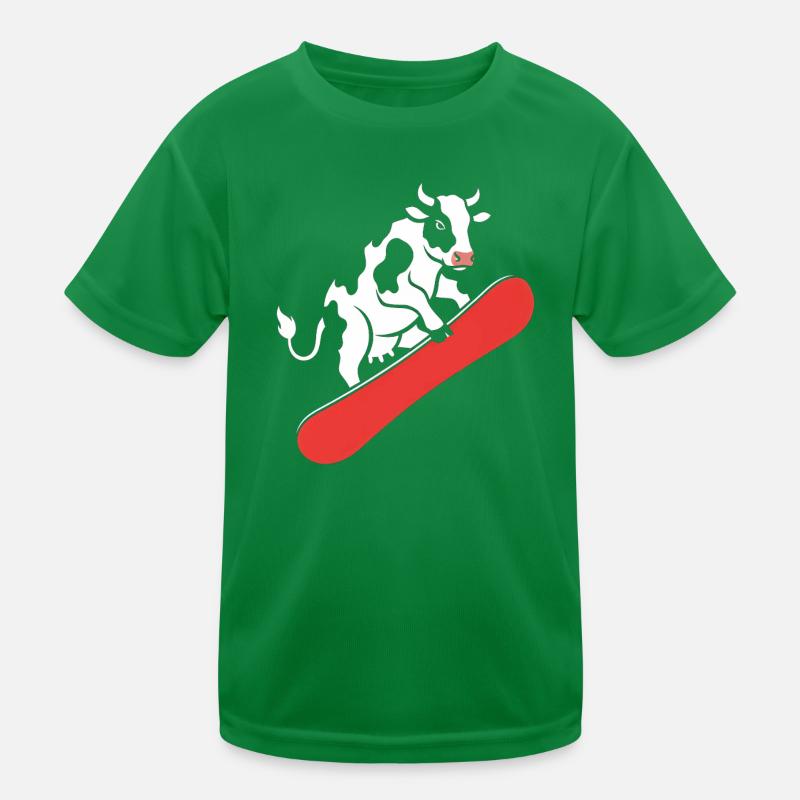 Cow on skateboard Kids Functional T-Shirt