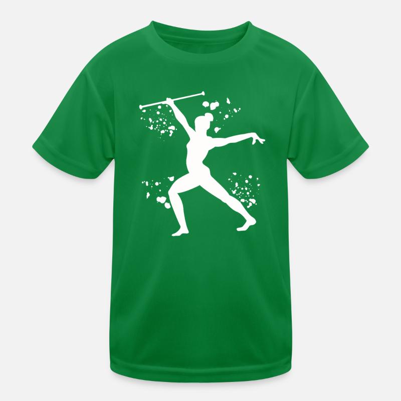 Gymnast with baton rhythmic gymnastics Kids Functional T-Shirt
