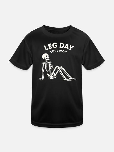Leg Day Survivor – Fitness Humor Shirt - Kids Functional T-Shirt - black - Front
