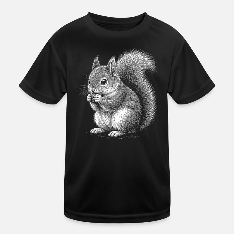Eichhörnchen - Kinder Funktions-T-Shirt - Schwarz