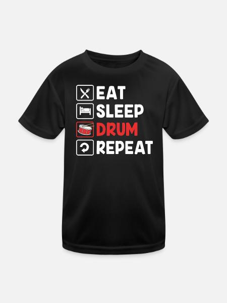 Schlagzeug Schlagzeuger Drumsticks - Kinder Funktions-T-Shirt - Schwarz - Vorne