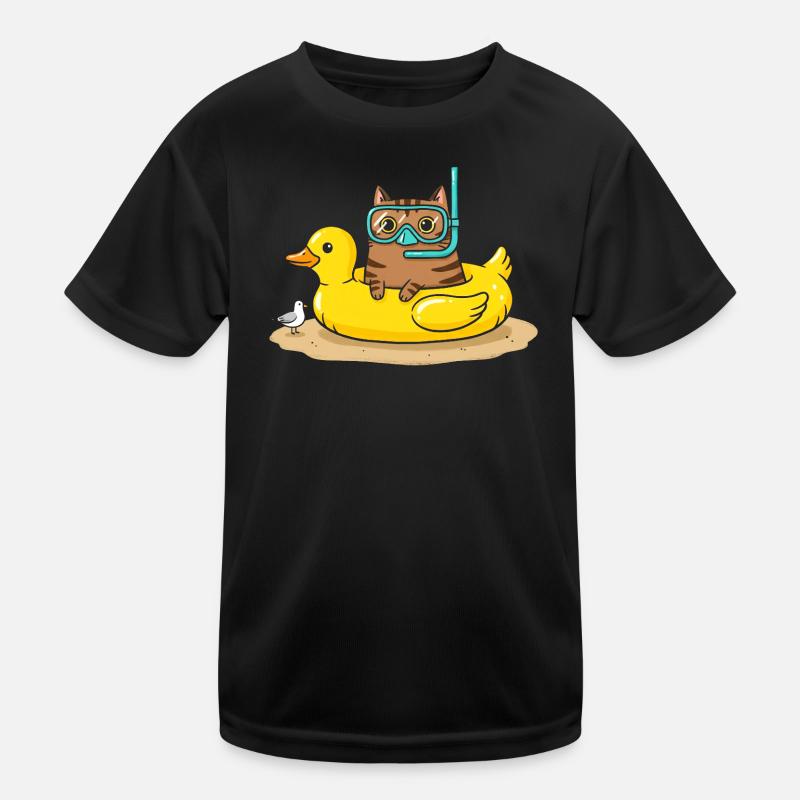 Chat plongeant sur canard en caoutchouc T-shirt sport Enfant