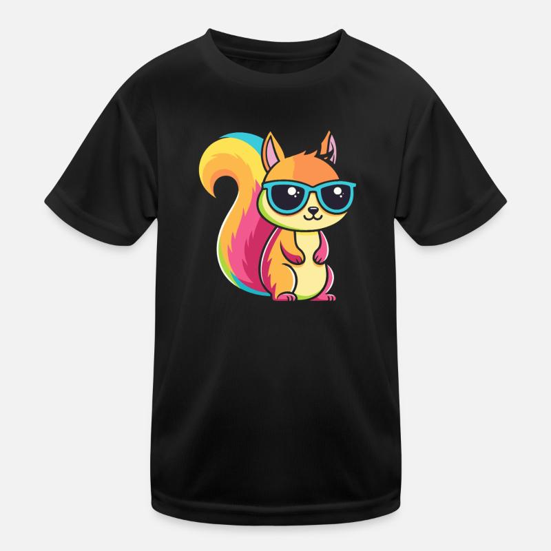 Regenbogen-Eichhörnchen mit Brille Kinder Funktions-T-Shirt