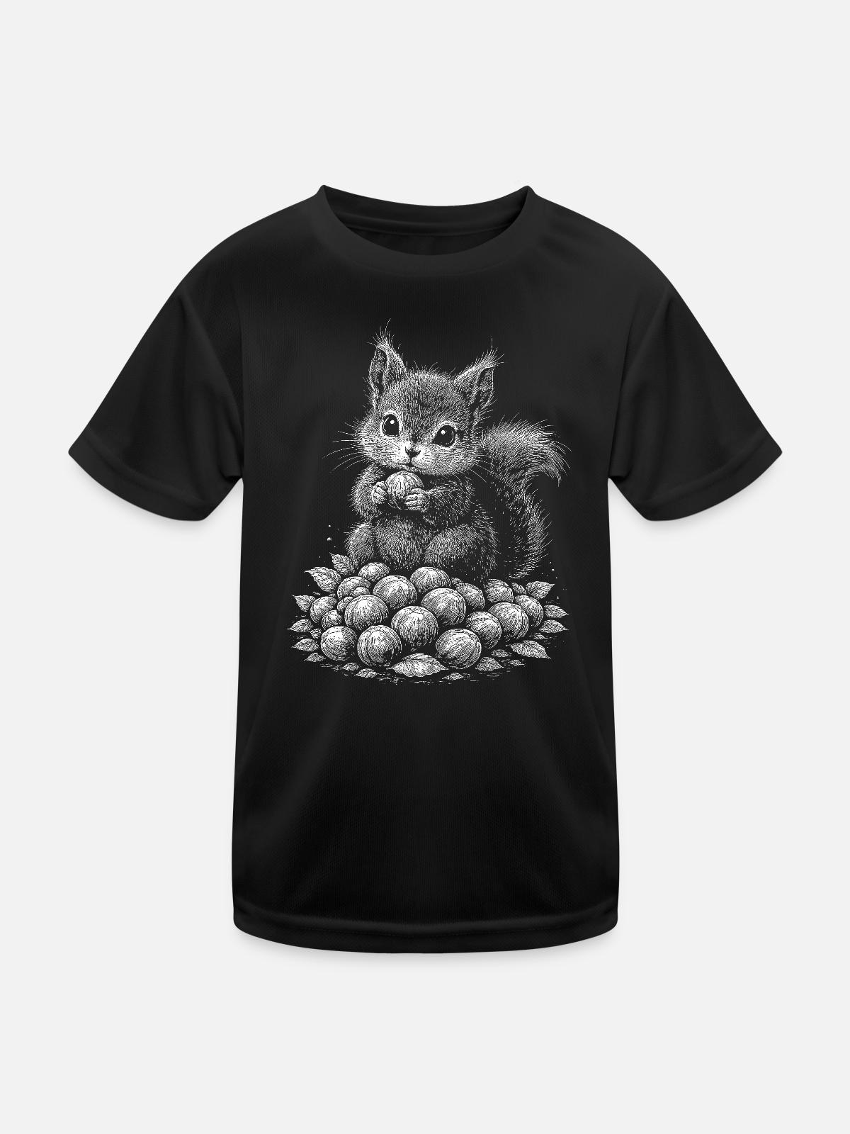 Eichhoernchen - Kinder Funktions-T-Shirt - Schwarz - Vorne