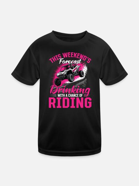 UTV Off Road Girl Woman 4 Wheeler Side by side - Kids Functional T-Shirt - black - Front