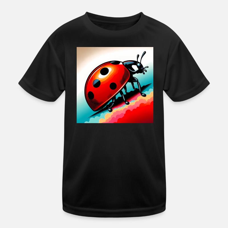 Marienkäfer - Kinder Funktions-T-Shirt - Schwarz