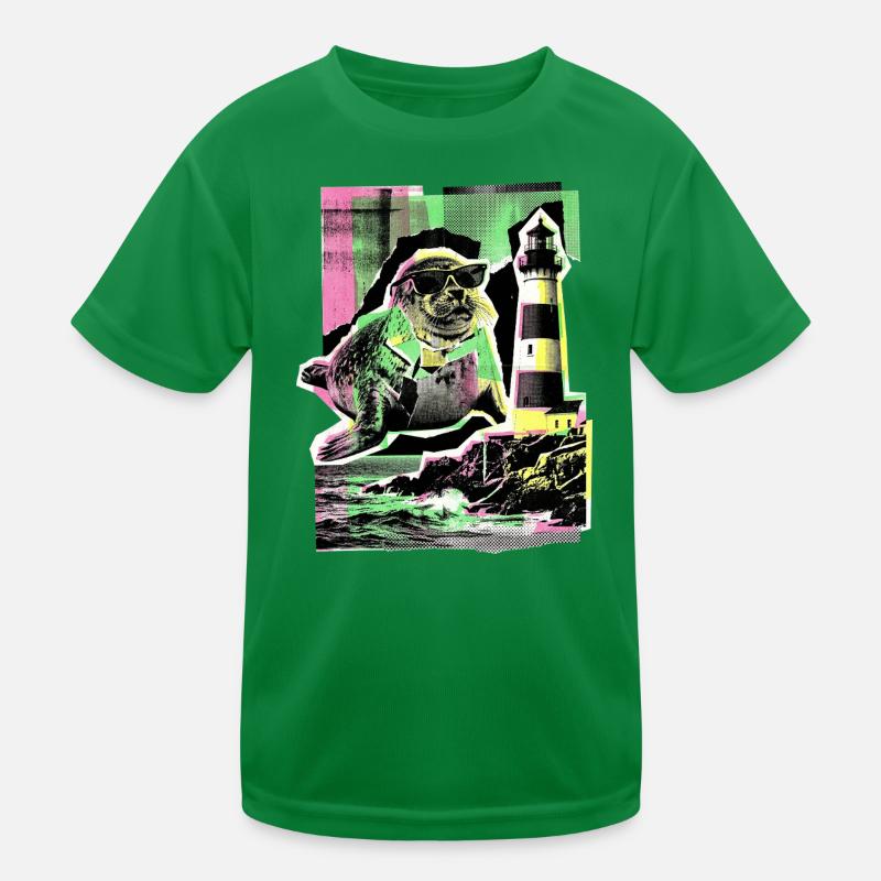 Coole Robbe Nordsee Ostsee Kinder Funktions-T-Shirt