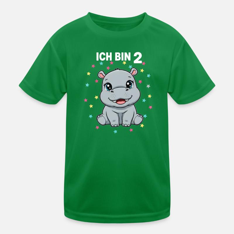 Ich bin 2 - Süßes Nilpferd zum 2. Geburtstag Kinder Funktions-T-Shirt