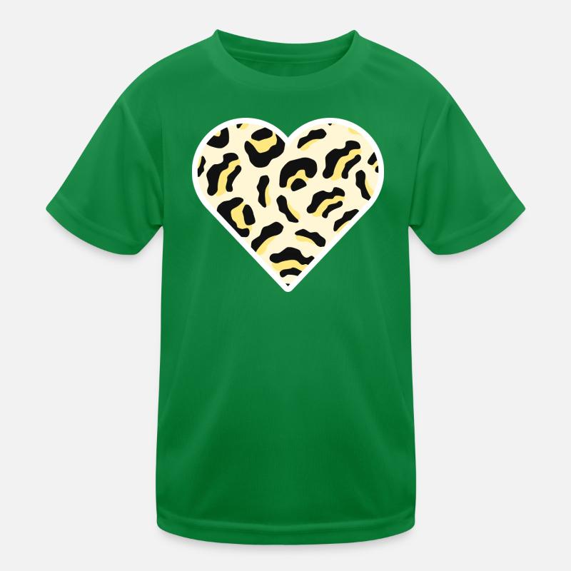 Klassisches Herz mit Leopardenmuster Kinder Funktions-T-Shirt