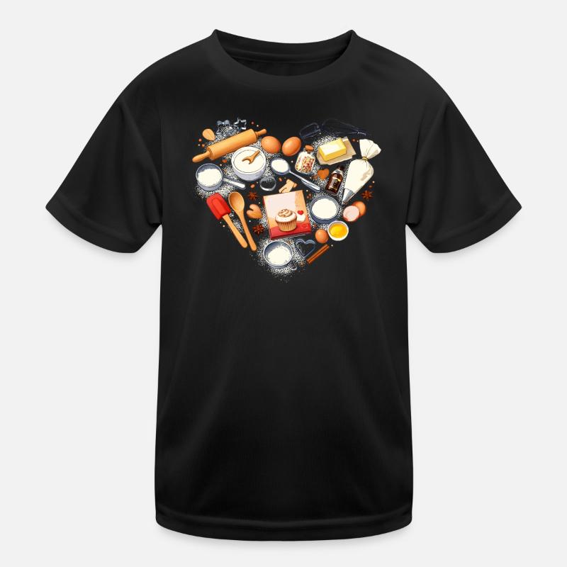 Backen Herzform Backutensilien Hobbybäcker  Kinder Funktions-T-Shirt