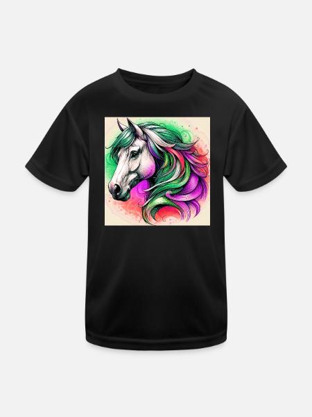 horse - Kids Functional T-Shirt - black