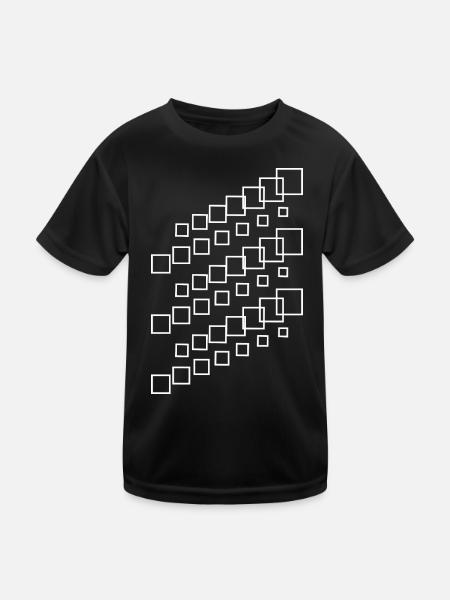 Geometric Square Cascade - Kids Functional T-Shirt - black - Front