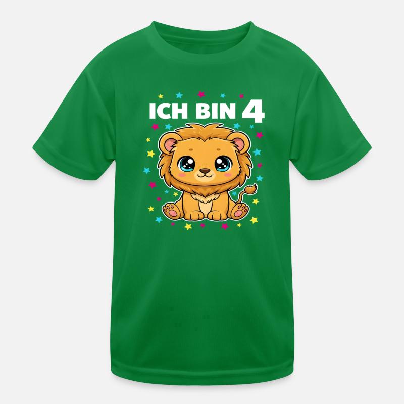 Ich bin 4 - Süßes Löwe zum 4. Geburtstag Kinder Funktions-T-Shirt
