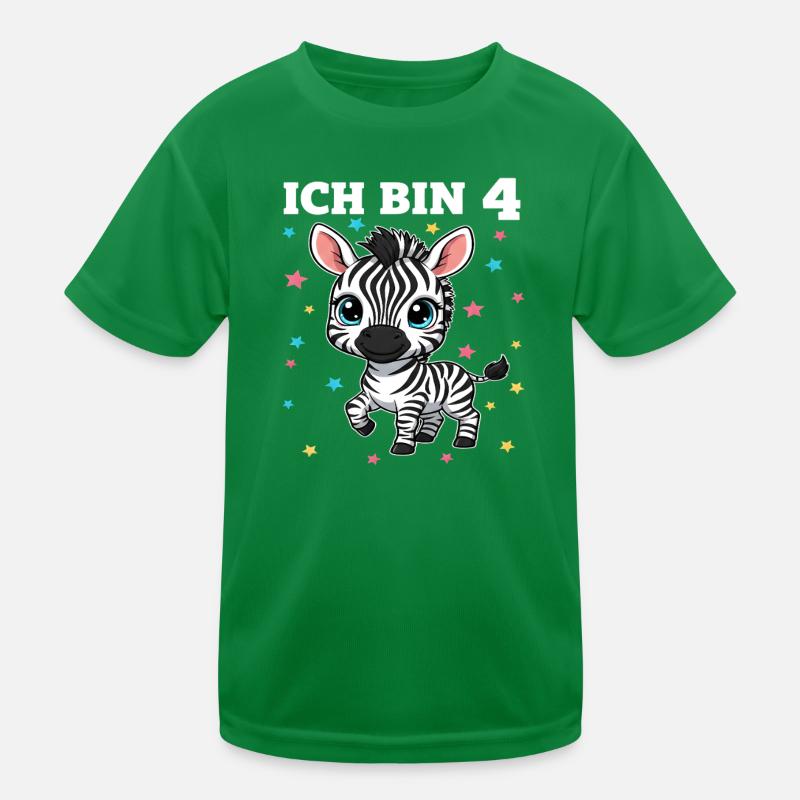 Ich bin 4 - Süßes Zebra zum 4. Geburtstag Kinder Funktions-T-Shirt