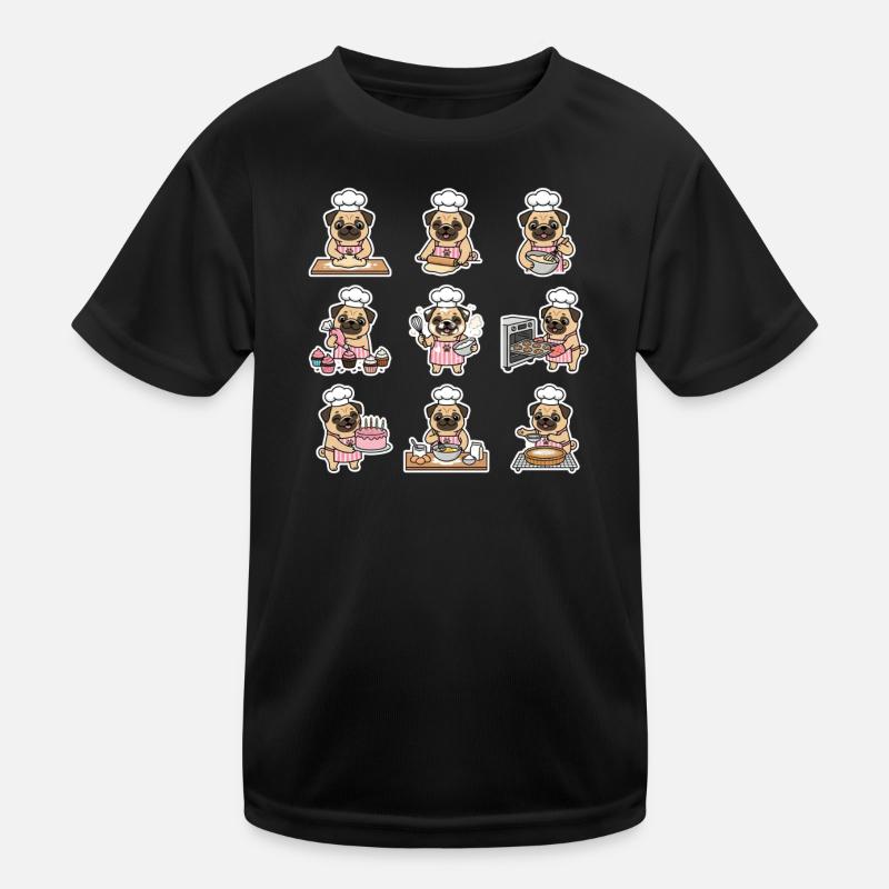 Lustiger Mops Baecker Backen Konditor Kinder Funktions-T-Shirt