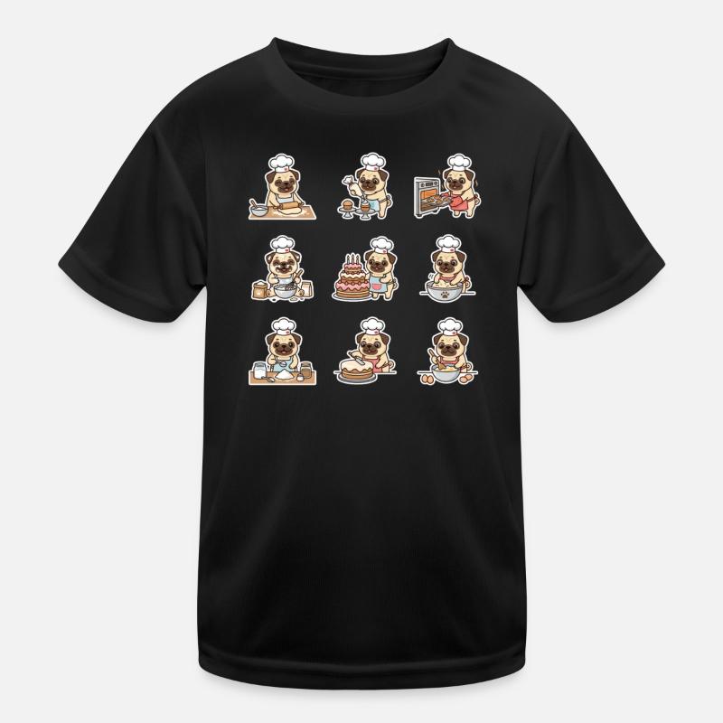 Lustiger Mops Baecker Backen Konditor Kinder Funktions-T-Shirt