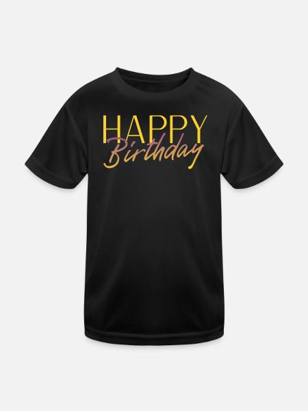 Happy Birthday - Kinder Funktions-T-Shirt - Schwarz - Vorne