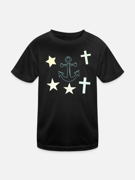Chalk Nautik: Anchor Stars - Kids Functional T-Shirt - black - Front