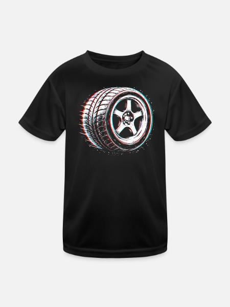 Autoreifen Tuning Drift Motorsport Design   - Kinder Funktions-T-Shirt - Schwarz - Vorne